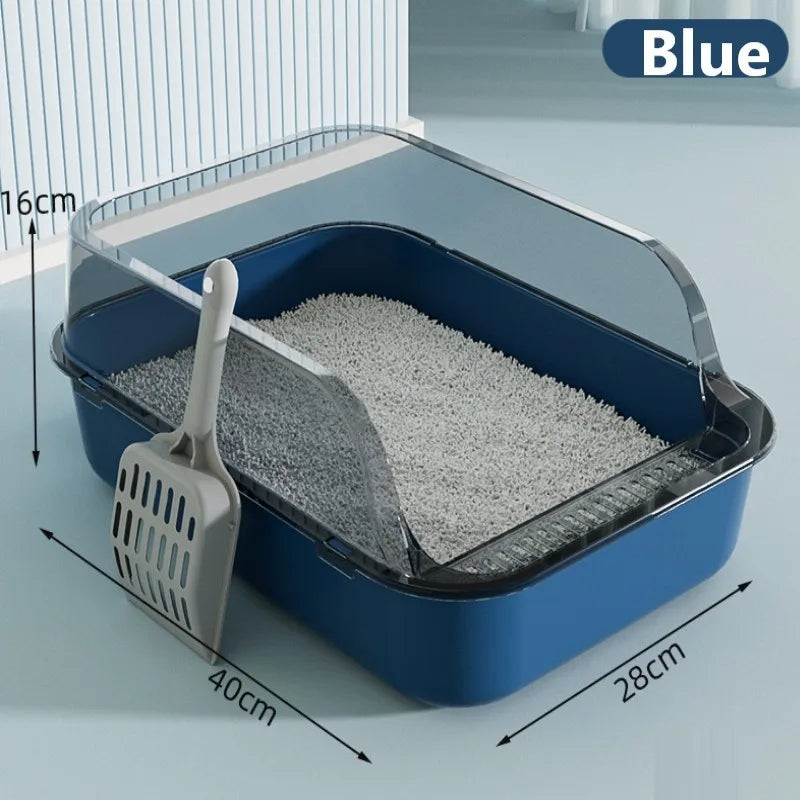 Bac à litière semi-fermé couleur bleu – dimensions 40x28x16cm avec pelle incluse