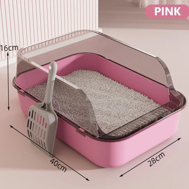 Bac à litière semi-fermé couleur rose – dimensions 40x28x16cm avec pelle incluse