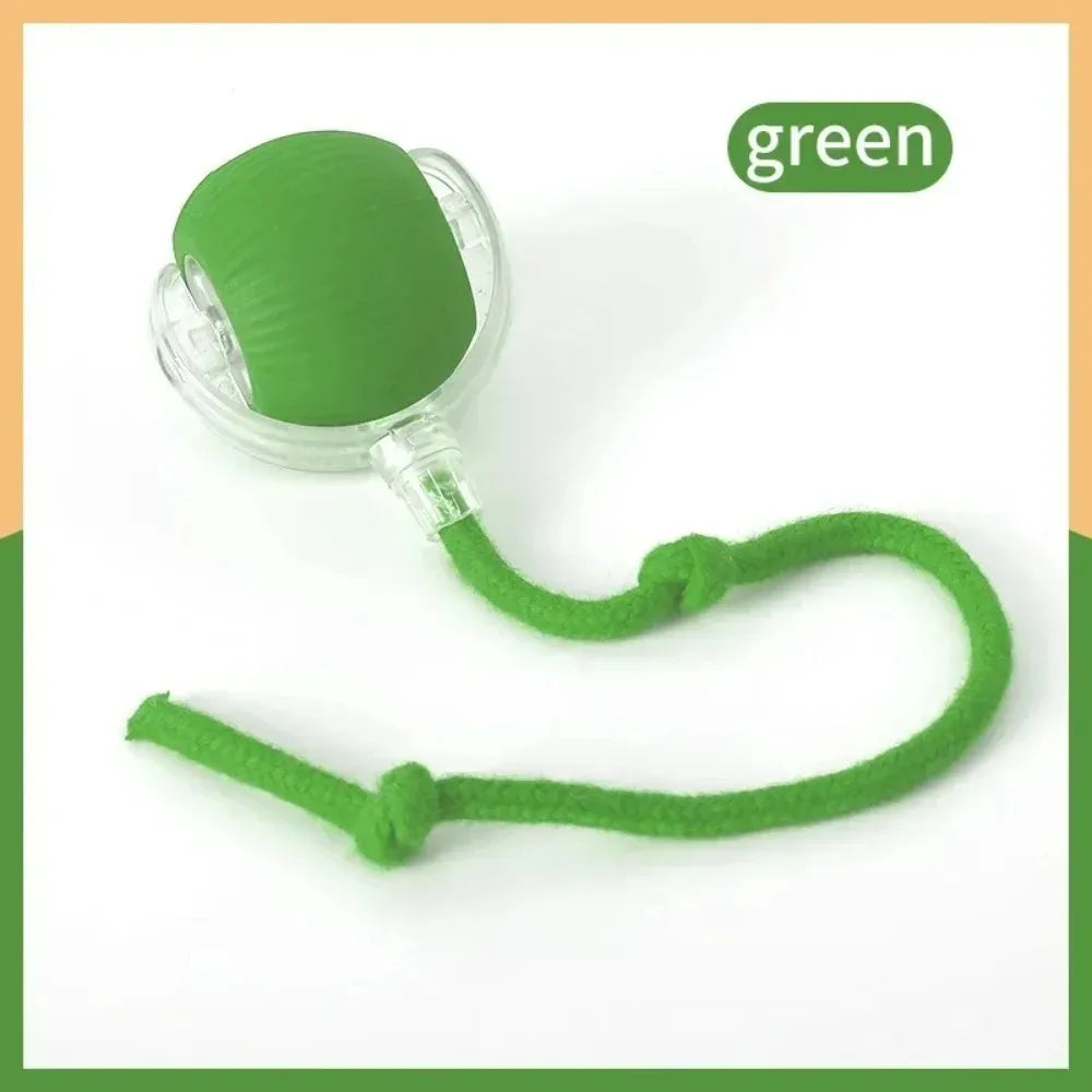 Ballon jouet pour chat couleur vert avec queue en corde – jouet électronique en silicone
