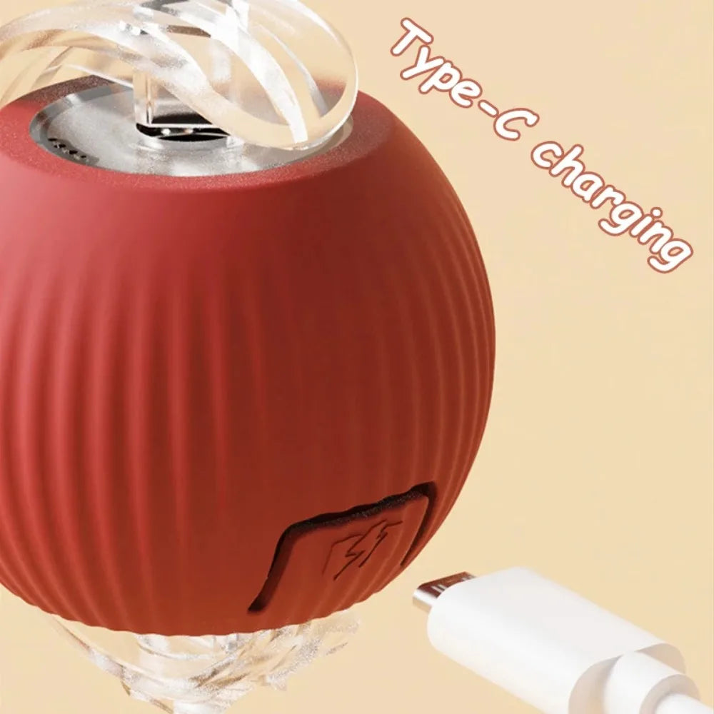 Ballon roulant pour chat avec port de charge USB Type-C intégré – jouet électronique rechargeable