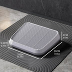 Dimensions de la marche récupératrice : 35 × 30 cm, hauteur de 5,5 cm à l’avant et 9 cm à l’arrière.