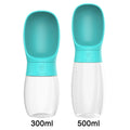 Gourde portable pour chien turquoise 300ml et 500ml – vue de face, fond blanc