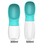 Gourde portable pour chien turquoise 300ml et 500ml – vue de face, fond blanc
