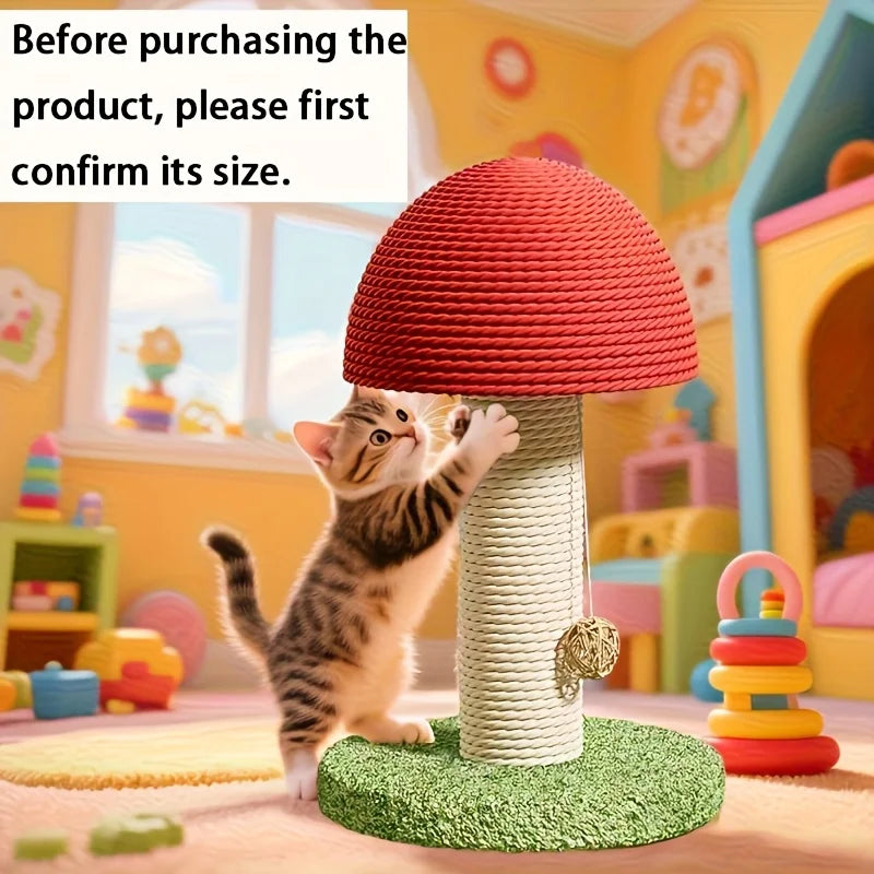 Griffoir champignon pour chat en sisal – chaton qui griffe le poteau naturel