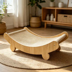 Griffoir en bois naturel pour chat avec surface en sisal – design minimaliste, décor scandinave