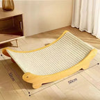 Griffoir en bois pour chat dimensions – 50 cm de long sur 32 cm de large, surface sisal