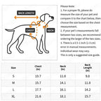 Guide des tailles du costume pour chien avec mesures du tour de poitrine, du cou et de la longueur du dos