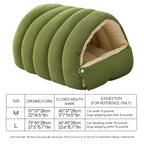 Guide des tailles de la grotte pour animaux – taille M (57x37x28cm) et L (70x40x28cm) en corduroi vert