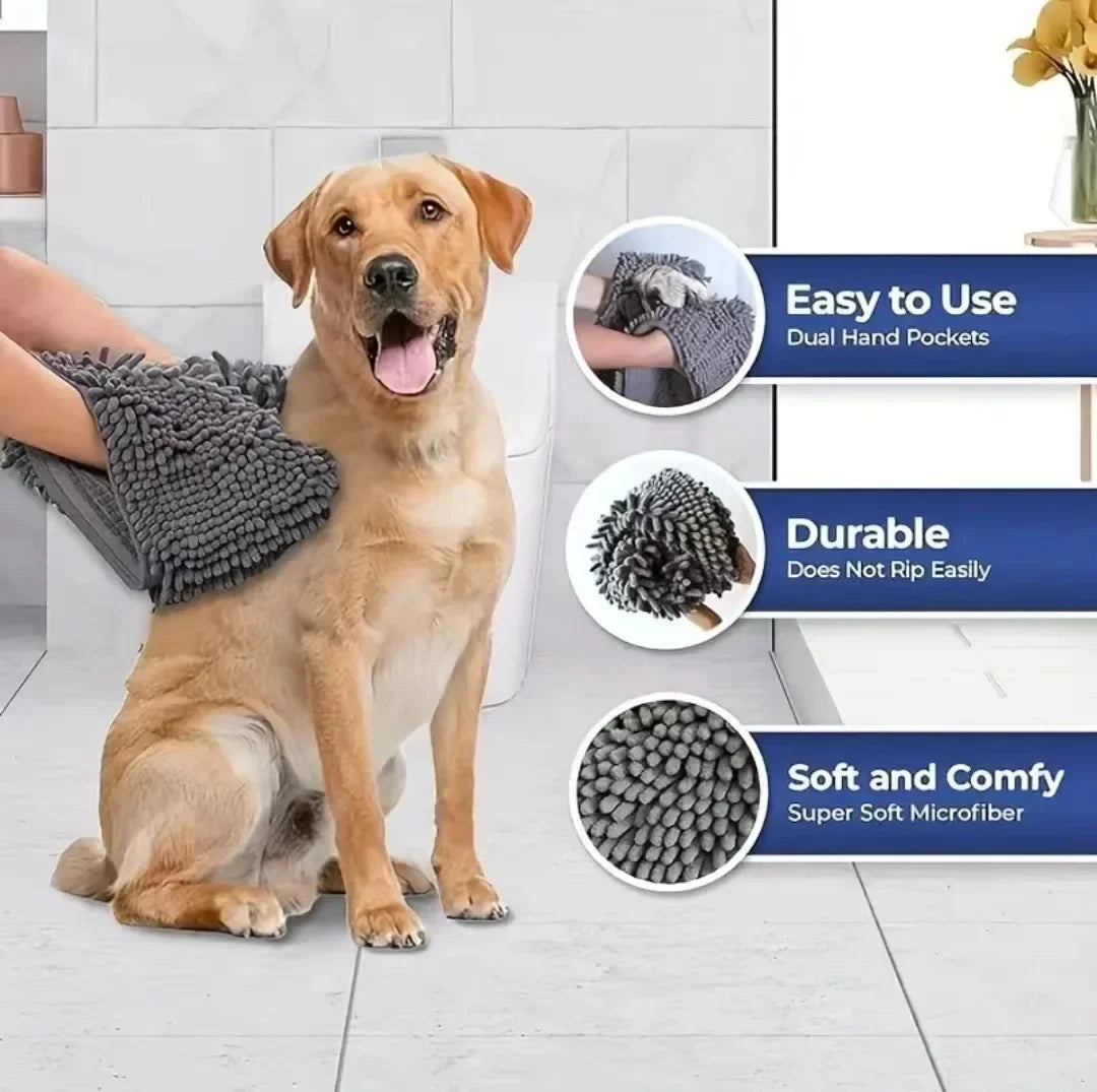 Serviette de Bain Ultra-Absorbante pour Chien & Chat
