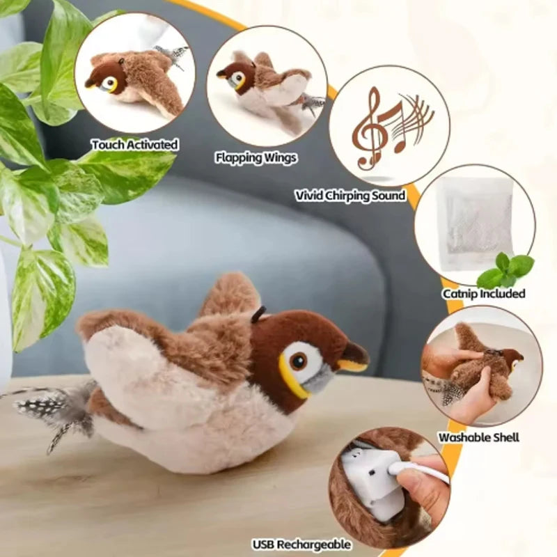 Jouet Oiseau Interactif pour Chat – Électrique Rechargeable