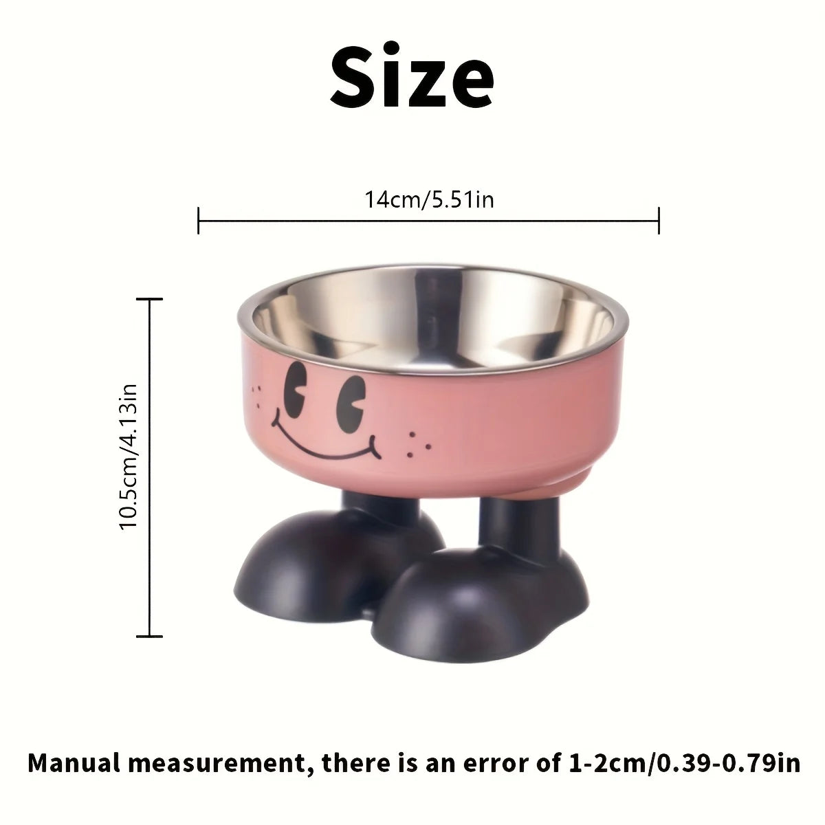 Dimensions de la gamelle surélevée pour chien et chat : diamètre de 14 cm et hauteur de 10,5 cm