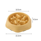 Gamelle anti-glouton puzzle chien beige – dimensions 18,5 cm de diamètre, 4,5 cm de hauteur, base 22,2 cm
