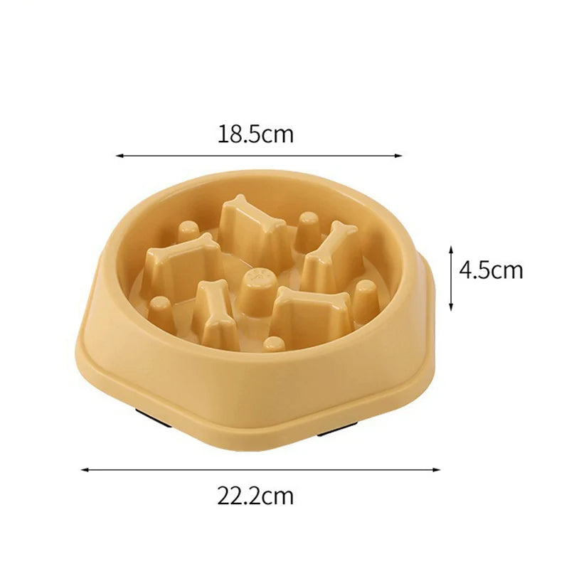 Gamelle anti-glouton puzzle chien beige – dimensions 18,5 cm de diamètre, 4,5 cm de hauteur, base 22,2 cm