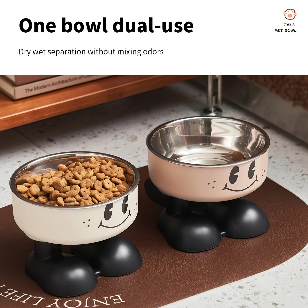 Gamelles surélevées en inox pour eau et croquettes de chien et de chat