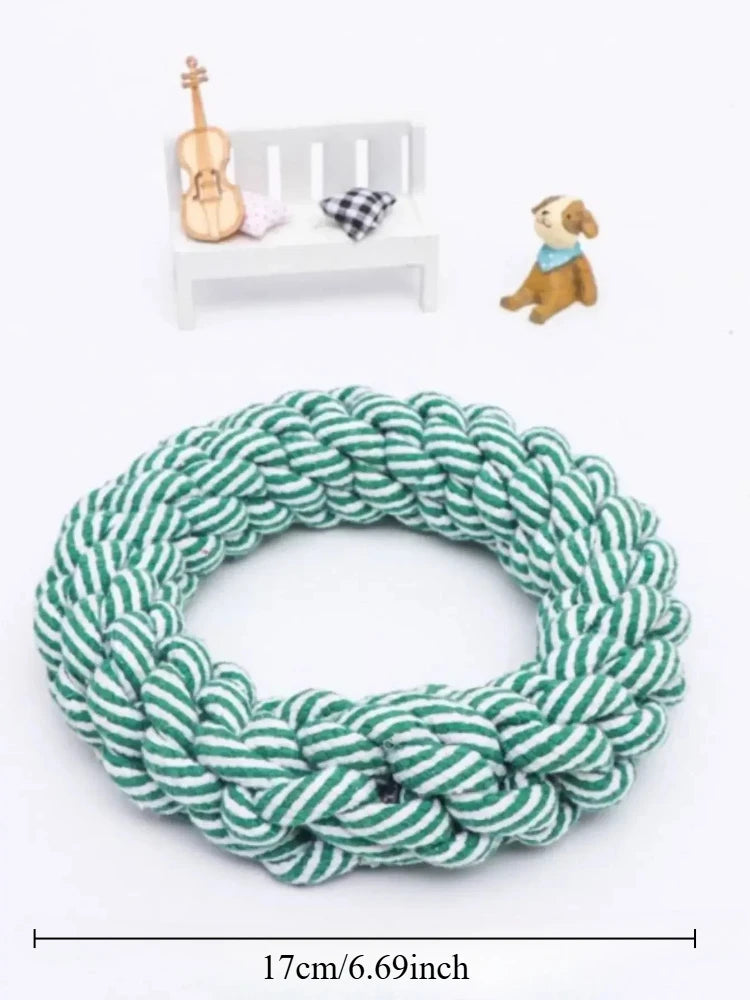 Jouet anneau corde chien vert 17 cm – taille idéale pour chiens moyens et grands