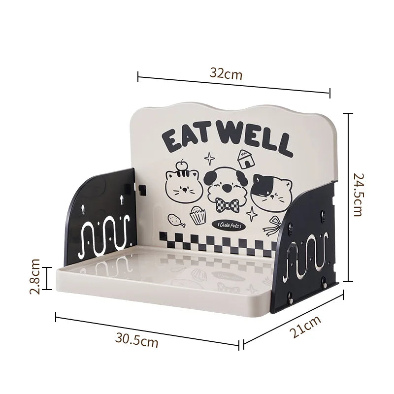 Dimensions support gamelle surélevé noir et blanc Eat Well – 32×24,5 cm, base 30,5×21 cm pour chat et chien