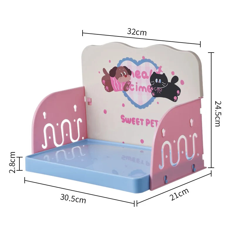 Dimensions support gamelle surélevé rose et bleu Sweet Pet – 32×24,5 cm, base 30,5×21 cm pour chat et chien